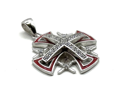Sterling Silver Enamel Jerusalem Cross Pendant